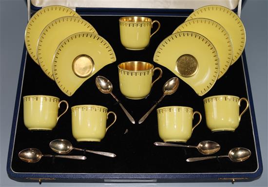 A Coalport tea set & silver spoons in fitted case